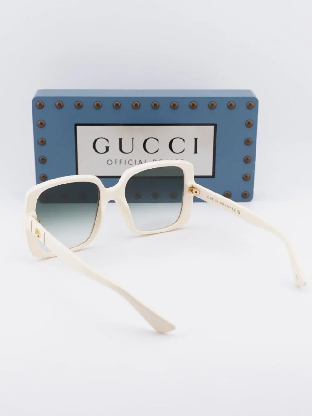 Gucci GG0632S 004 Square Sunglasses - Ivory / Green